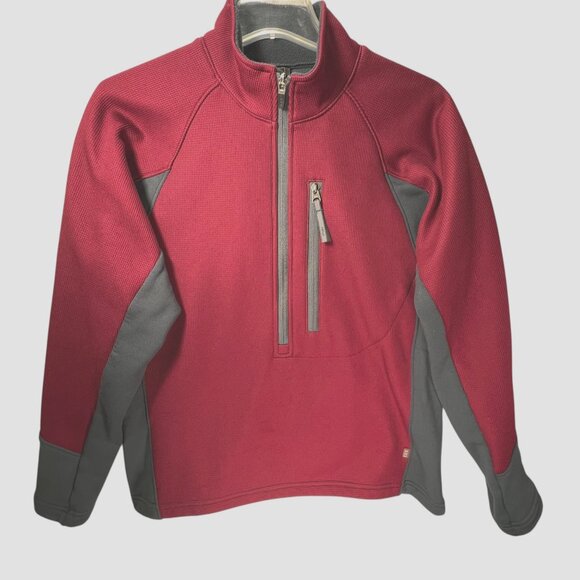 REI Co-Op Womens Waffle Fleece Pullover Jacket Large Magenta Red Gray Half-Zip - Picture 1 of 11